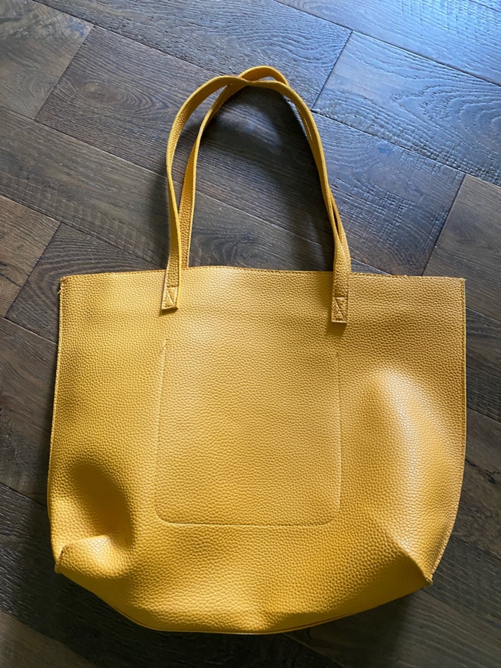 Women's Yellow Pebbled Tote Bag with Shoulder Straps
